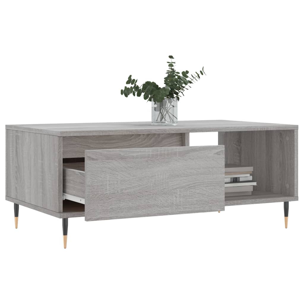 vidaXL Mesa de centro 90x50x36,5 cm derivados madeira cinzento sonoma