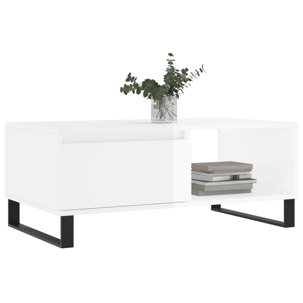 vidaXL Mesa de centro 90x50x36,5 cm derivados madeira branco brilhante