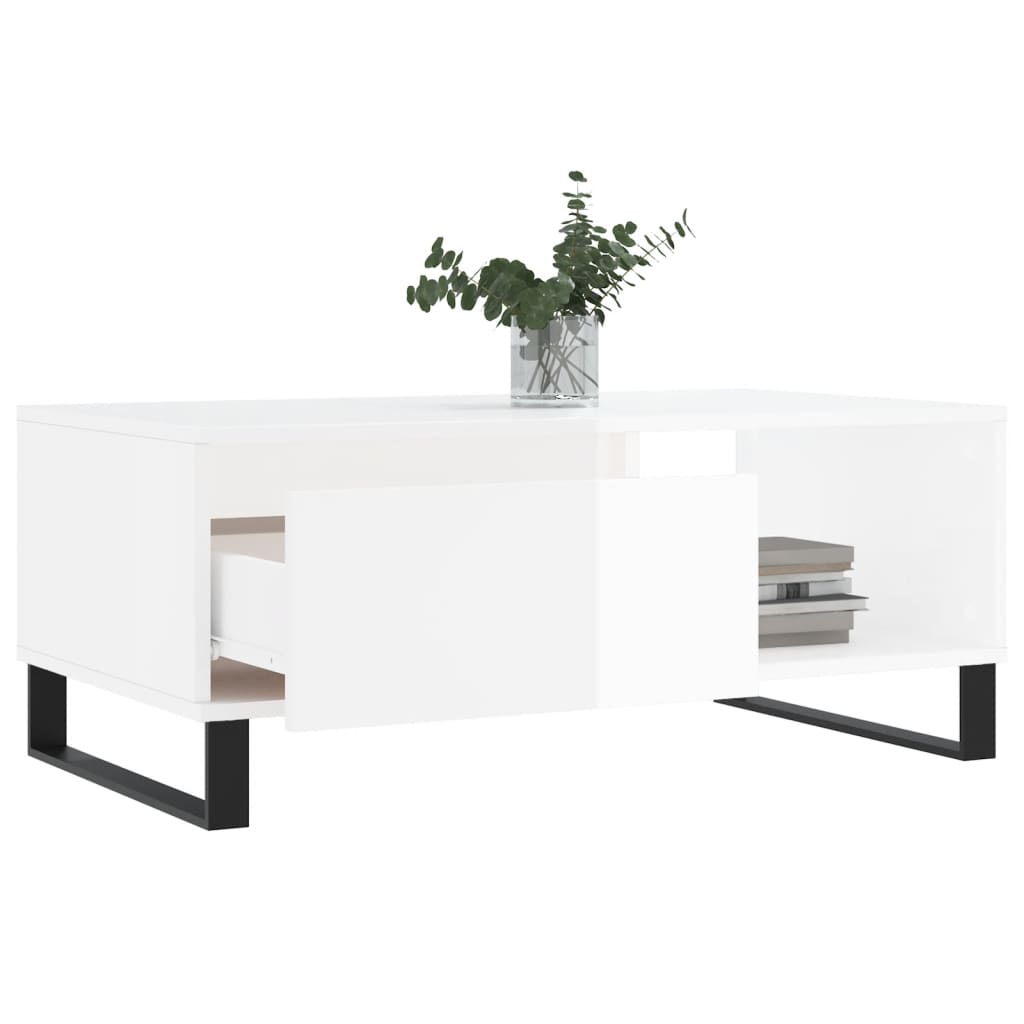 vidaXL Mesa de centro 90x50x36,5 cm derivados madeira branco brilhante