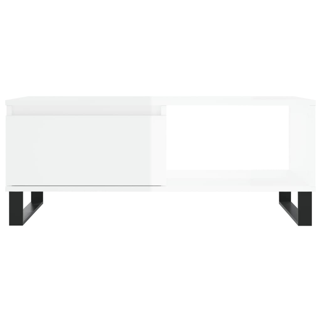 vidaXL Mesa de centro 90x50x36,5 cm derivados madeira branco brilhante