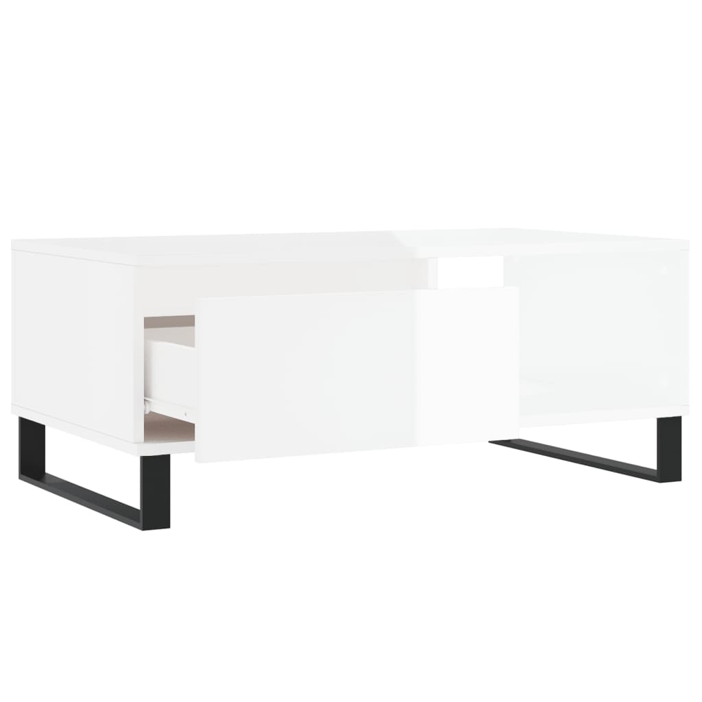 vidaXL Mesa de centro 90x50x36,5 cm derivados madeira branco brilhante