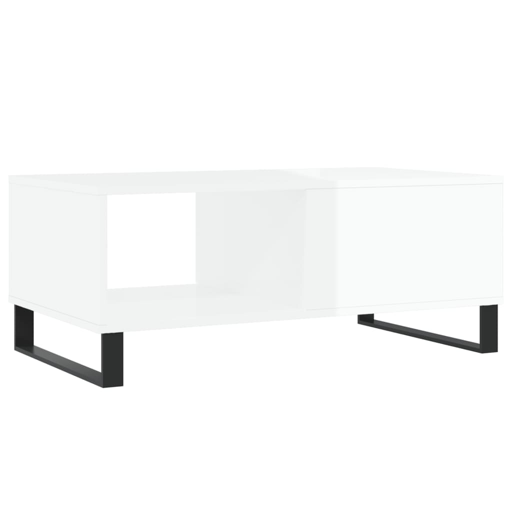 vidaXL Mesa de centro 90x50x36,5 cm derivados madeira branco brilhante