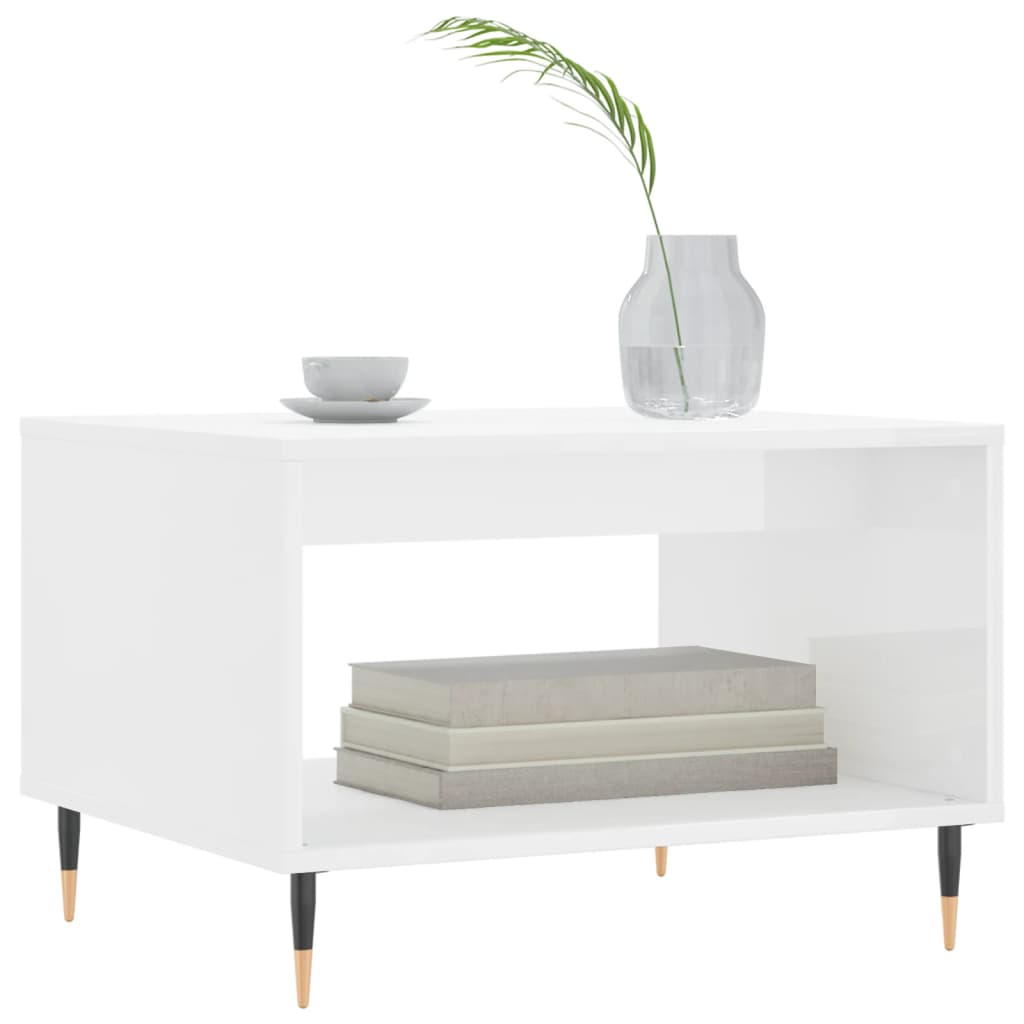 vidaXL Mesa de centro 60x50x40 cm derivados madeira branco brilhante