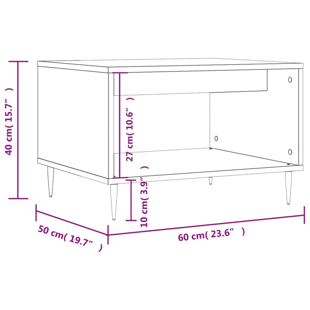 vidaXL Mesa de centro 60x50x40 cm derivados de madeira branco