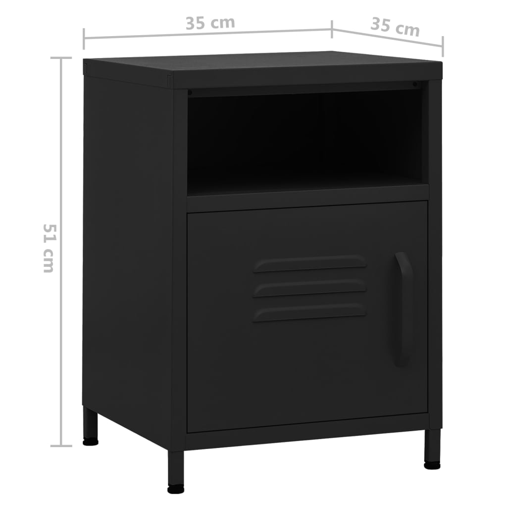 vidaXL Mesa de cabeceira 35x35x51 cm aço preto