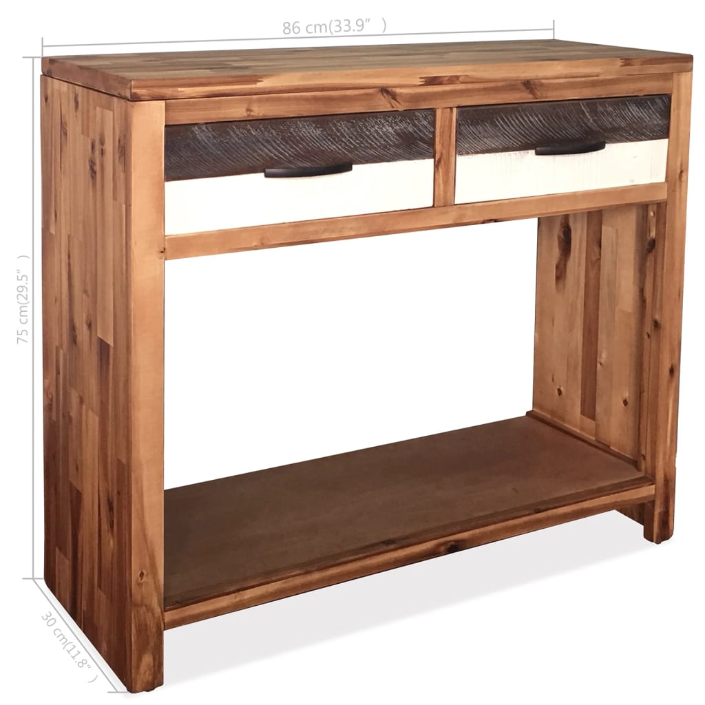 vidaXL Mesa consola madeira de acácia maciça 86x30x75 cm