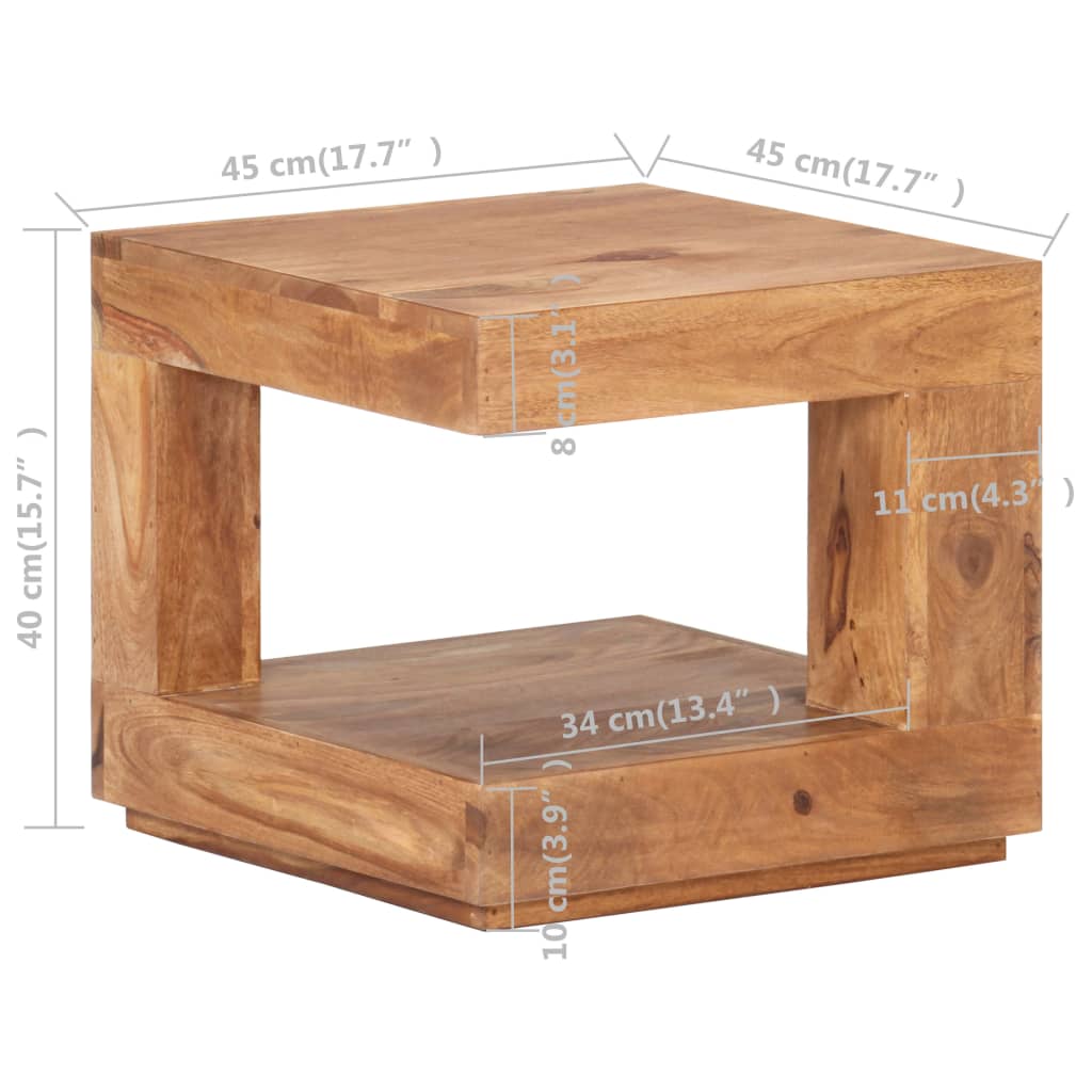 vidaXL Mesa de centro 45x45x40 cm madeira de acácia maciça