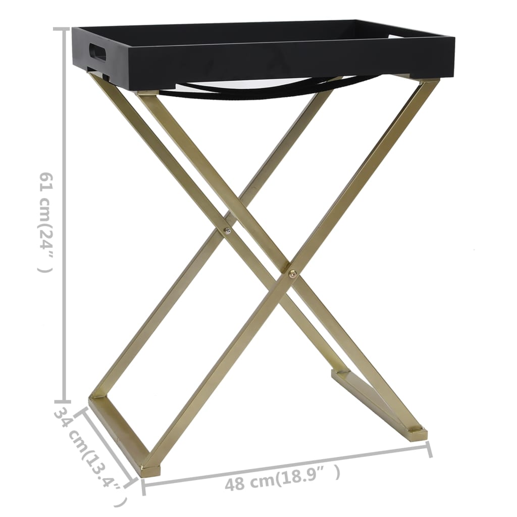 vidaXL Mesa dobrável 48x34x61 cm MDF dourado e preto