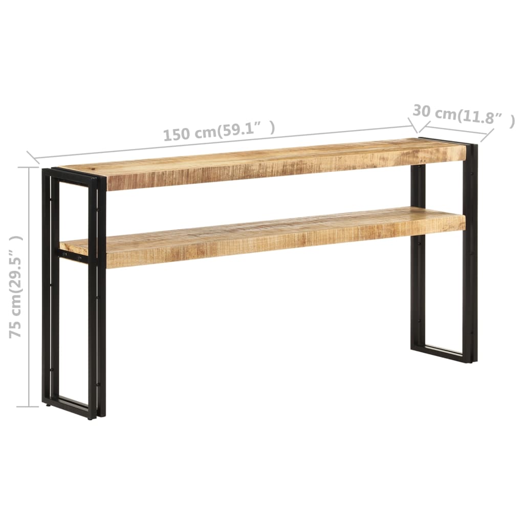 vidaXL Mesa consola 150x30x75 cm madeira de mangueira áspera