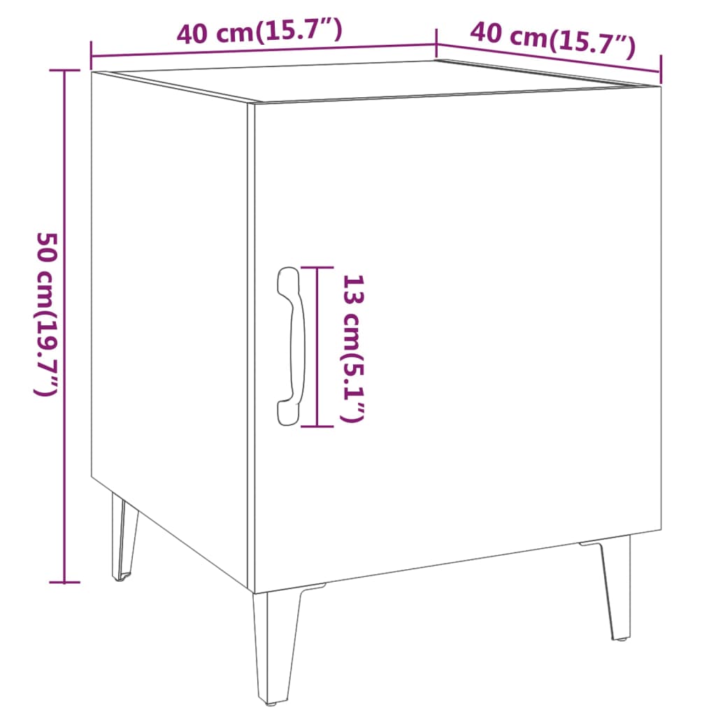 vidaXL Mesa de cabeceira derivados de madeira branco