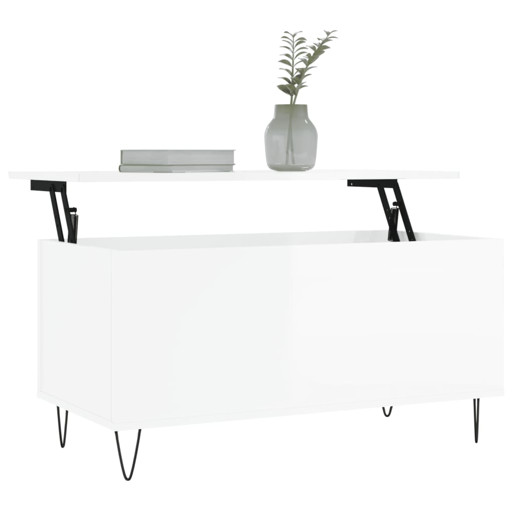 vidaXL Mesa centro 90x44,5x45 cm derivados de madeira branco brilhante