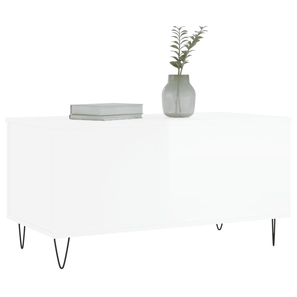 vidaXL Mesa centro 90x44,5x45 cm derivados de madeira branco brilhante