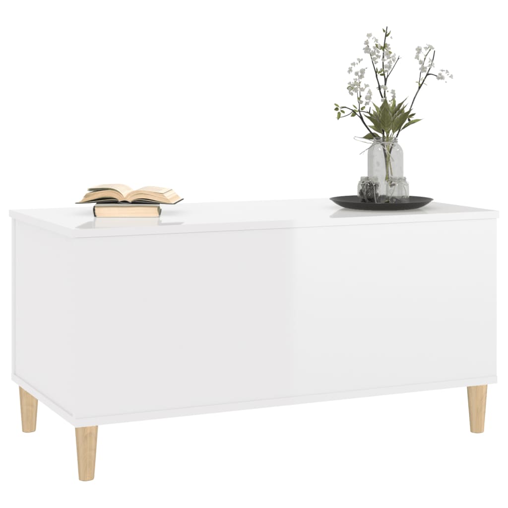 vidaXL Mesa centro 90x44,5x45 cm derivados de madeira branco brilhante