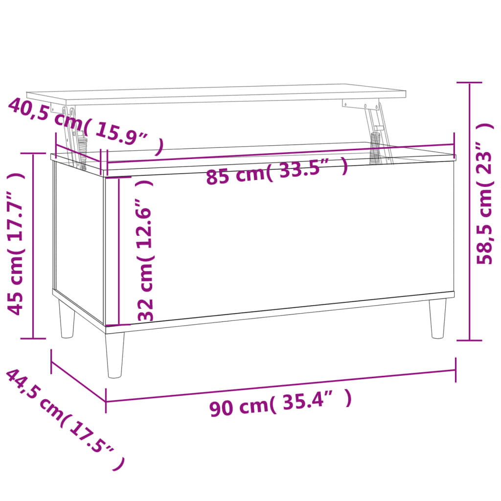 vidaXL Mesa centro 90x44,5x45 cm derivados de madeira branco brilhante