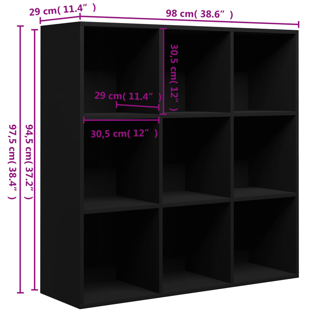 vidaXL Estante 98x29x97,5 cm derivados madeira preto