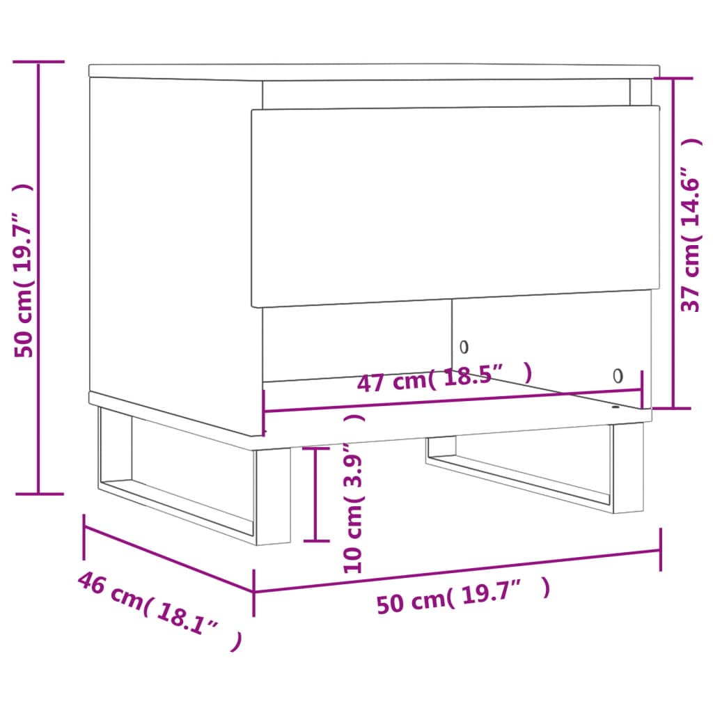 vidaXL Mesa de centro 50x46x50 cm derivados de madeira cinzento sonoma