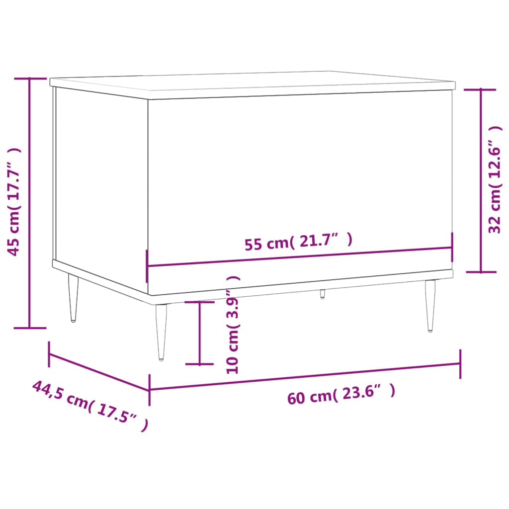 vidaXL Mesa de centro 60x44,5x45 cm derivados de madeira preto