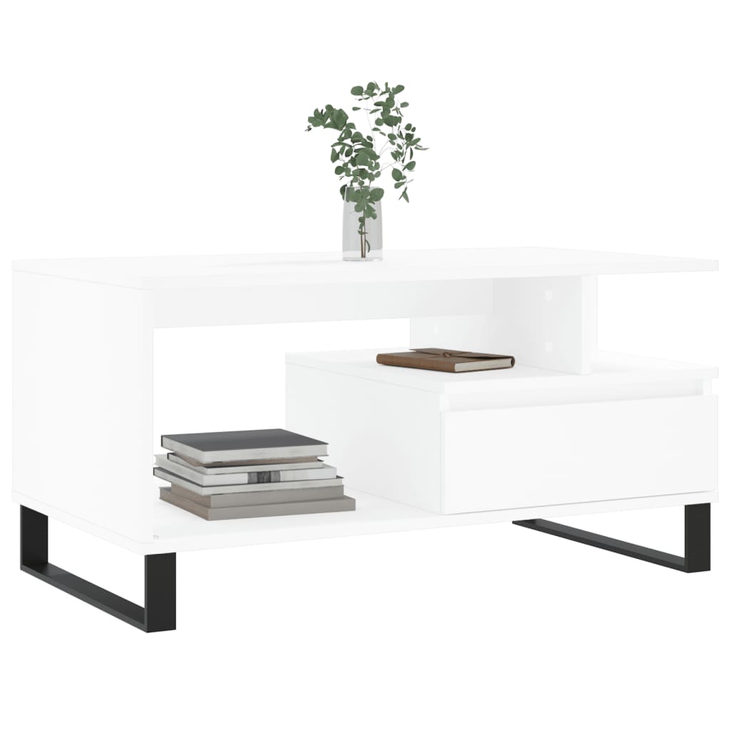 vidaXL Mesa de centro 90x49x45 cm derivados de madeira branco