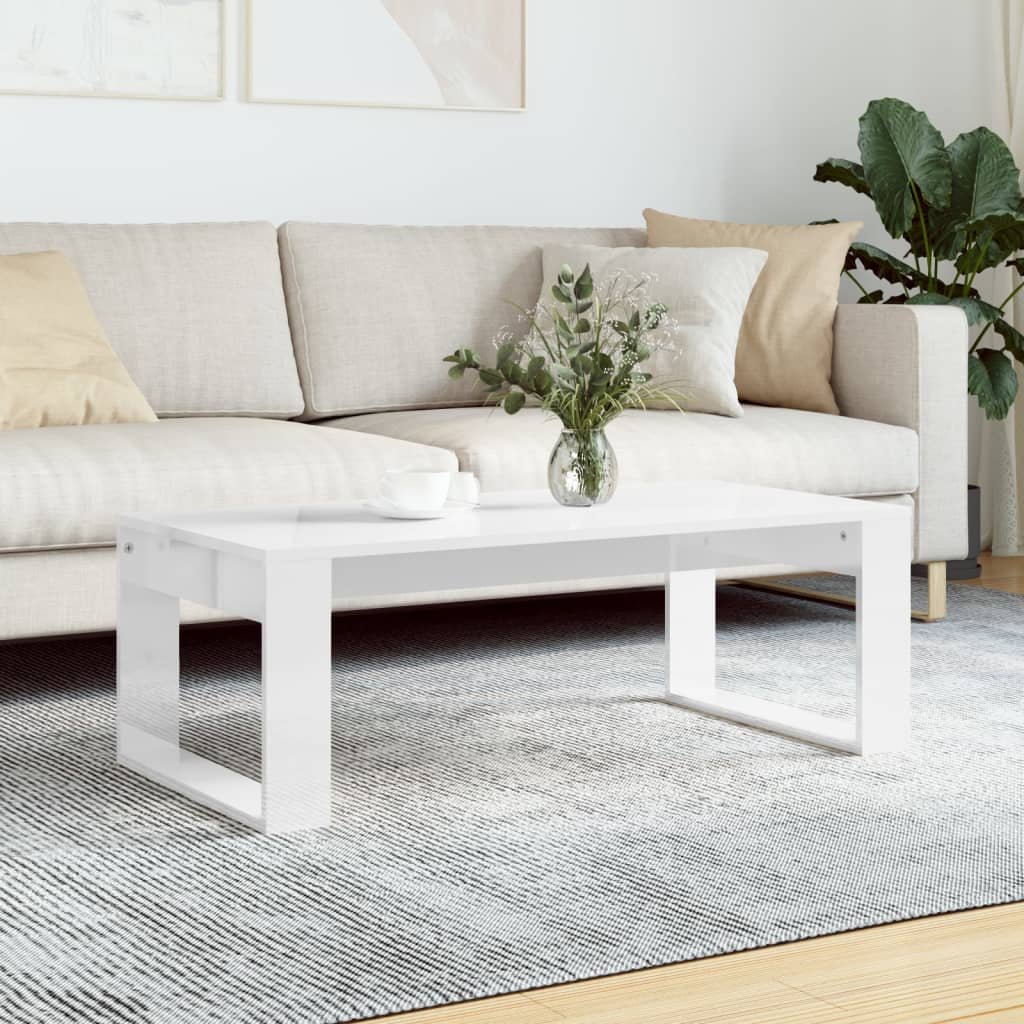 vidaXL Mesa de centro 102x50x35 cm derivados madeira branco brilhante