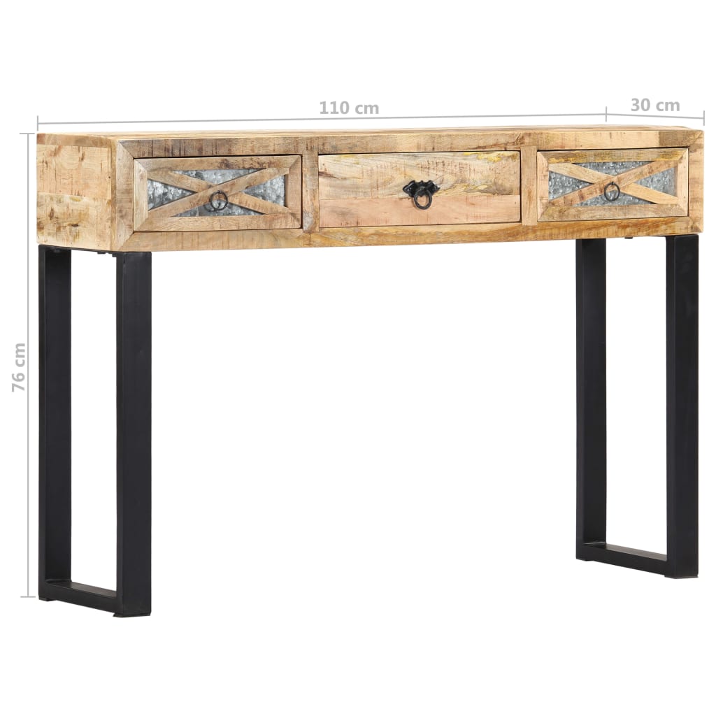 vidaXL Mesa consola 110x30x76 cm madeira de mangueira maciça