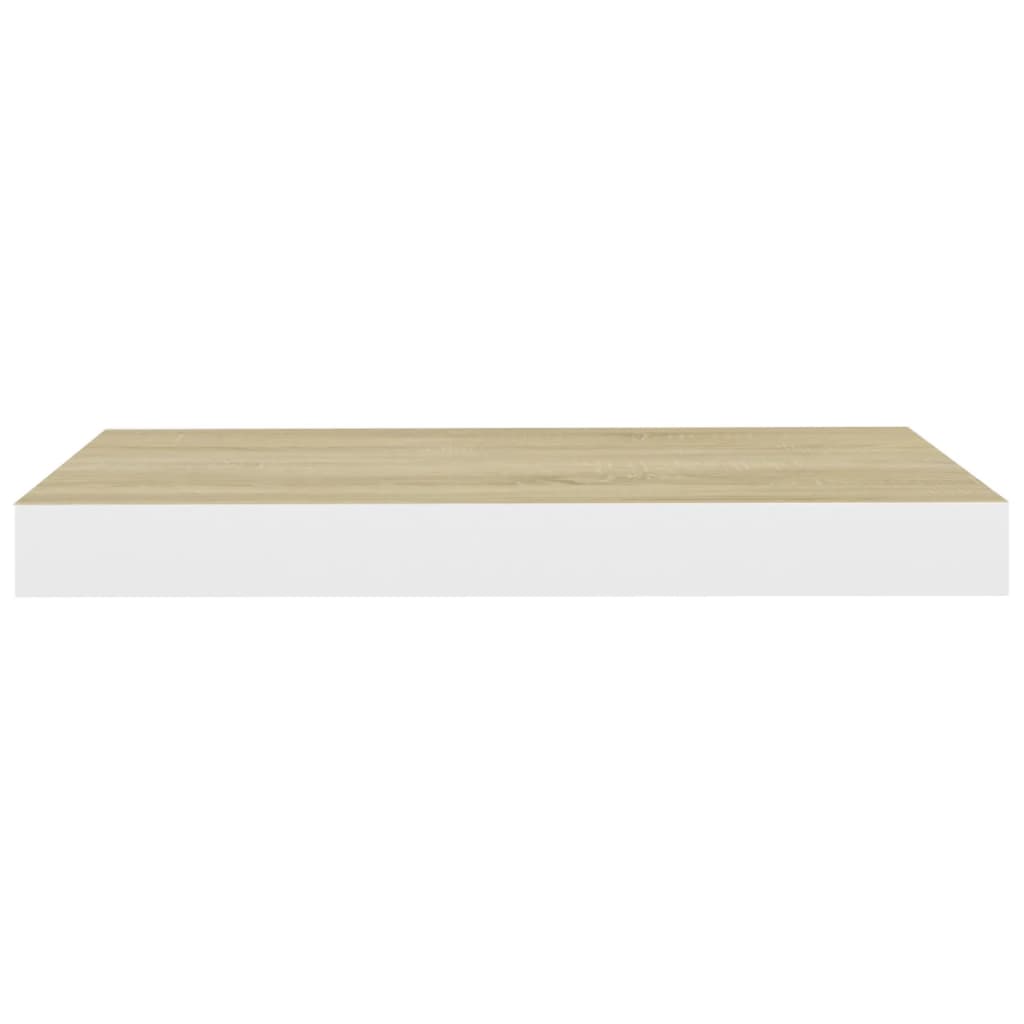 vidaXL Prateleira de parede suspensa 50x23x3,8cm MDF carvalho e branco