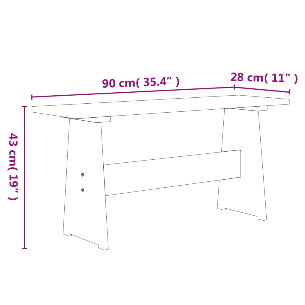 vidaXL Mesa de jantar com banco pinho maciço castanho mel