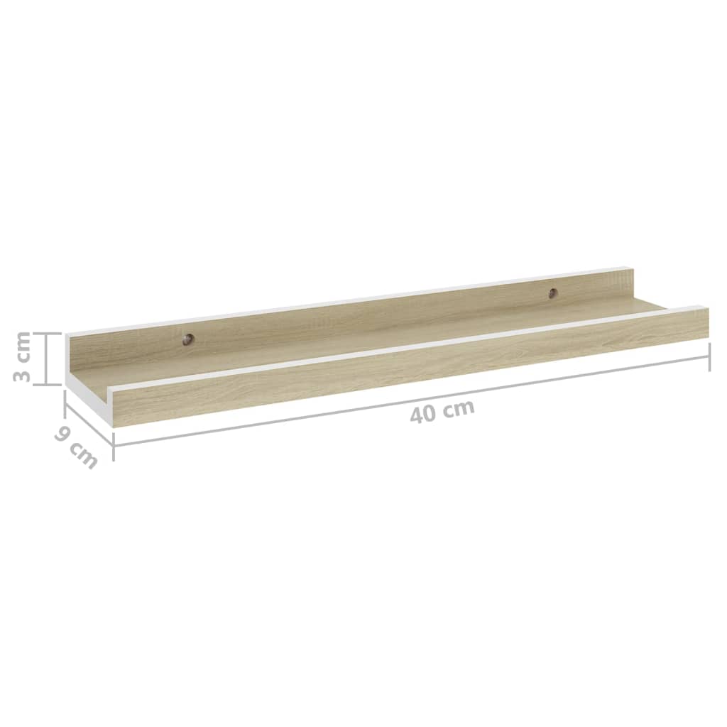 vidaXL Prateleiras de parede 4 pcs 40x9x3 cm branco e carvalho sonoma