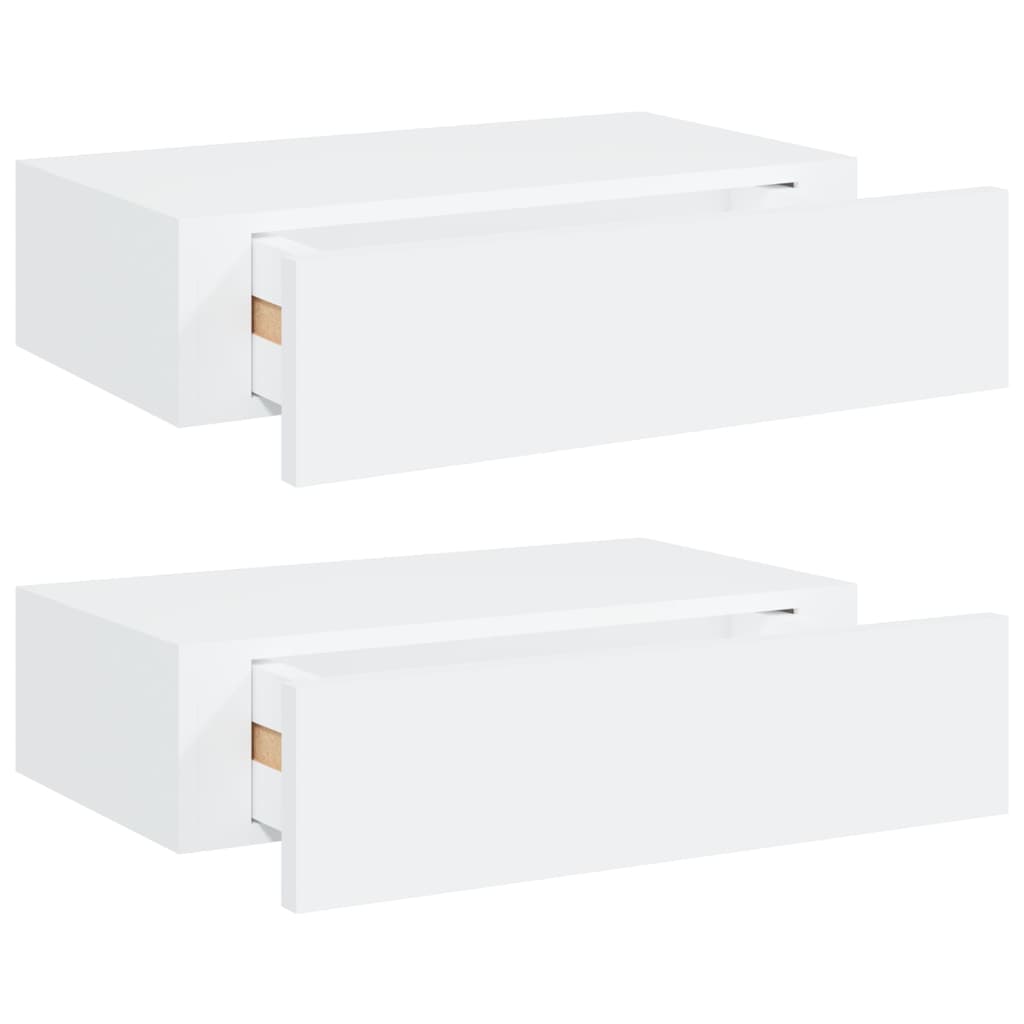 vidaXL Prateleiras de parede com gavetas 2pcs MDF 40x23,5x10 cm branco