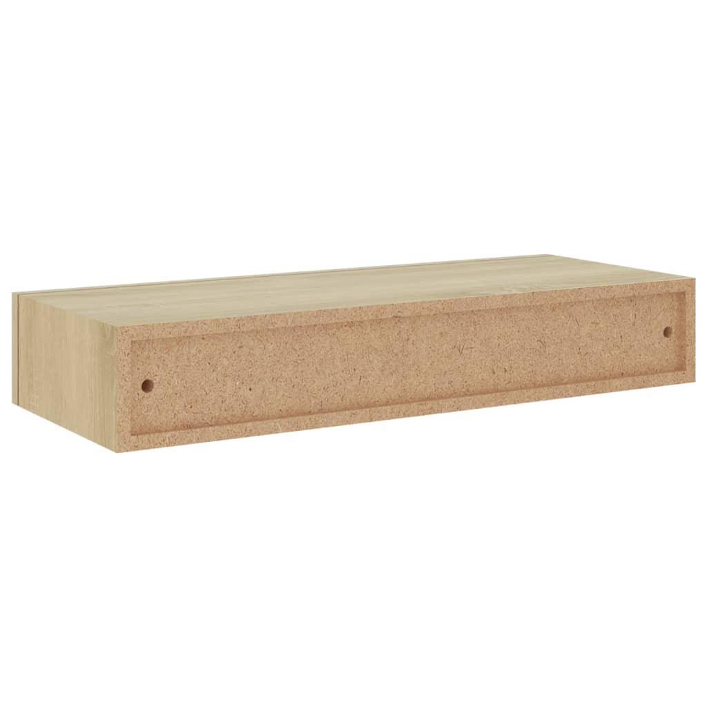 vidaXL Prateleira de parede com gaveta MDF 60x23,5x10 cm cor carvalho