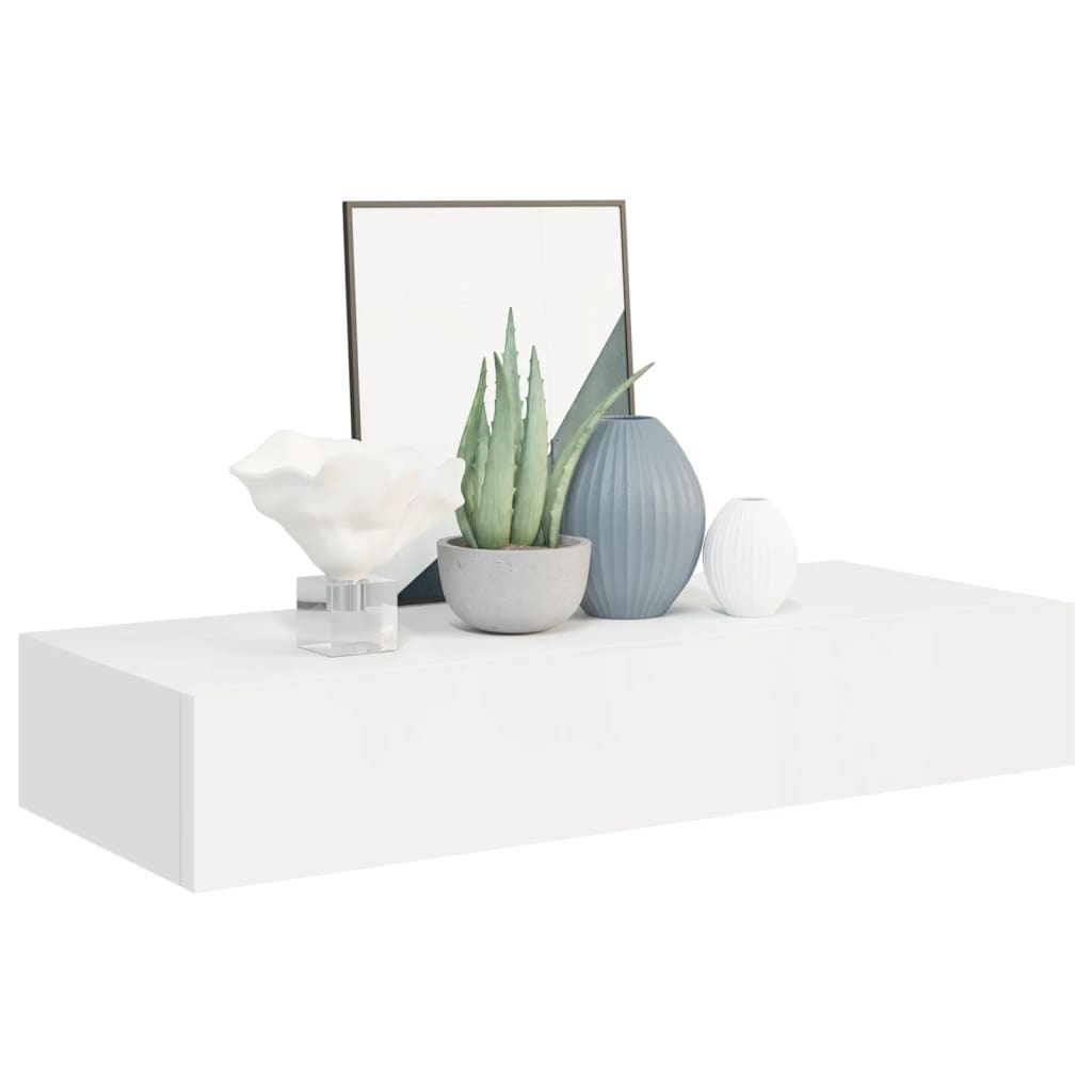 vidaXL Prateleiras de parede com gavetas 2pcs MDF 60x23,5x10 cm branco