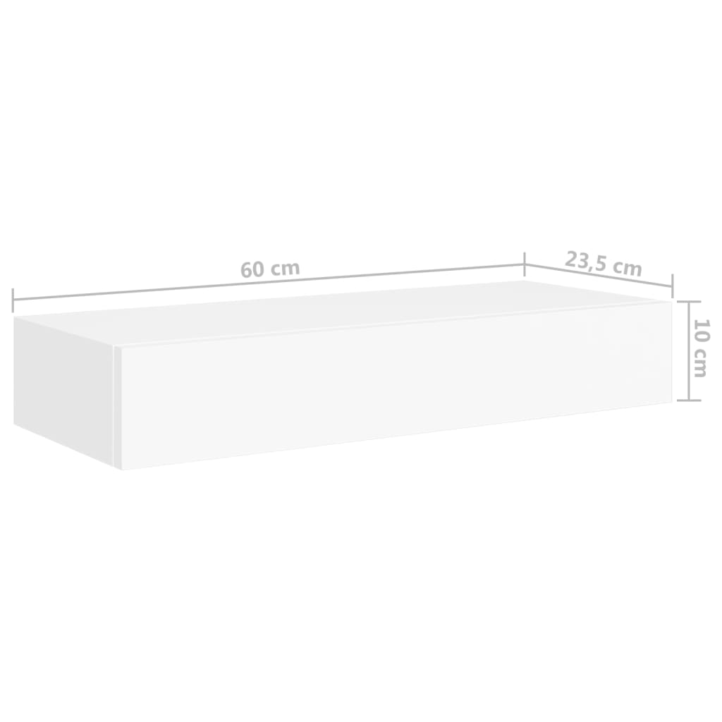 vidaXL Prateleiras de parede com gavetas 2pcs MDF 60x23,5x10 cm branco