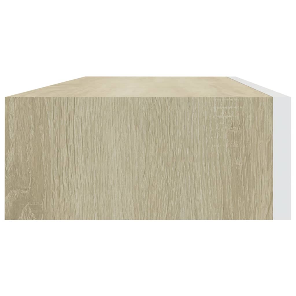 vidaXL Prateleira de parede c/ gaveta MDF 60x23,5x10cm carvalho/branco