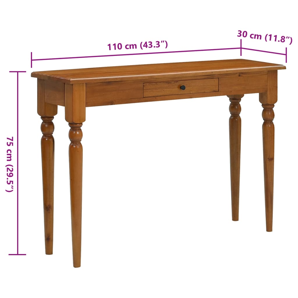 vidaXL Mesa consola 110x30x75 cm madeira de mogno maciça