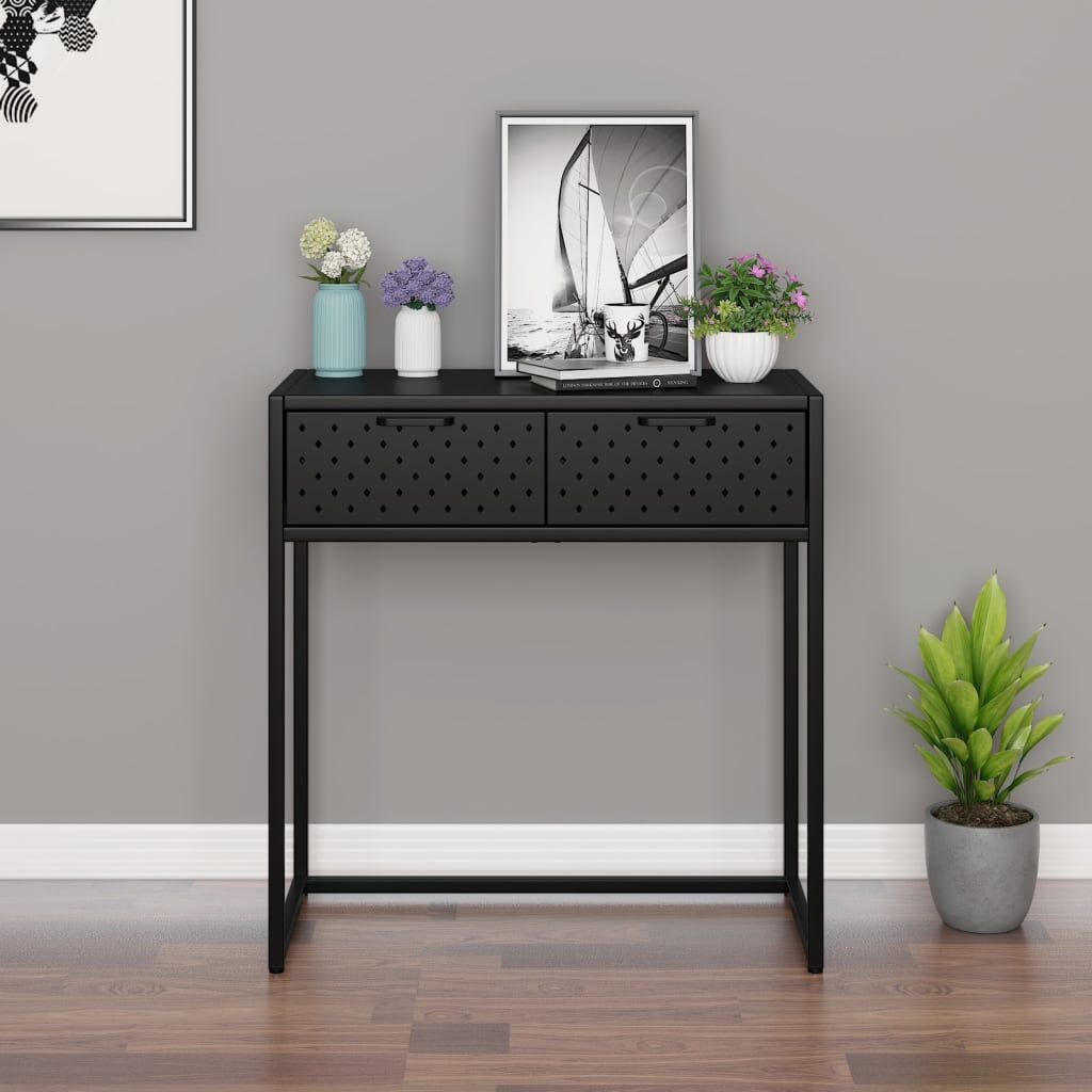 vidaXL Mesa consola 72x35x75 cm aço preto