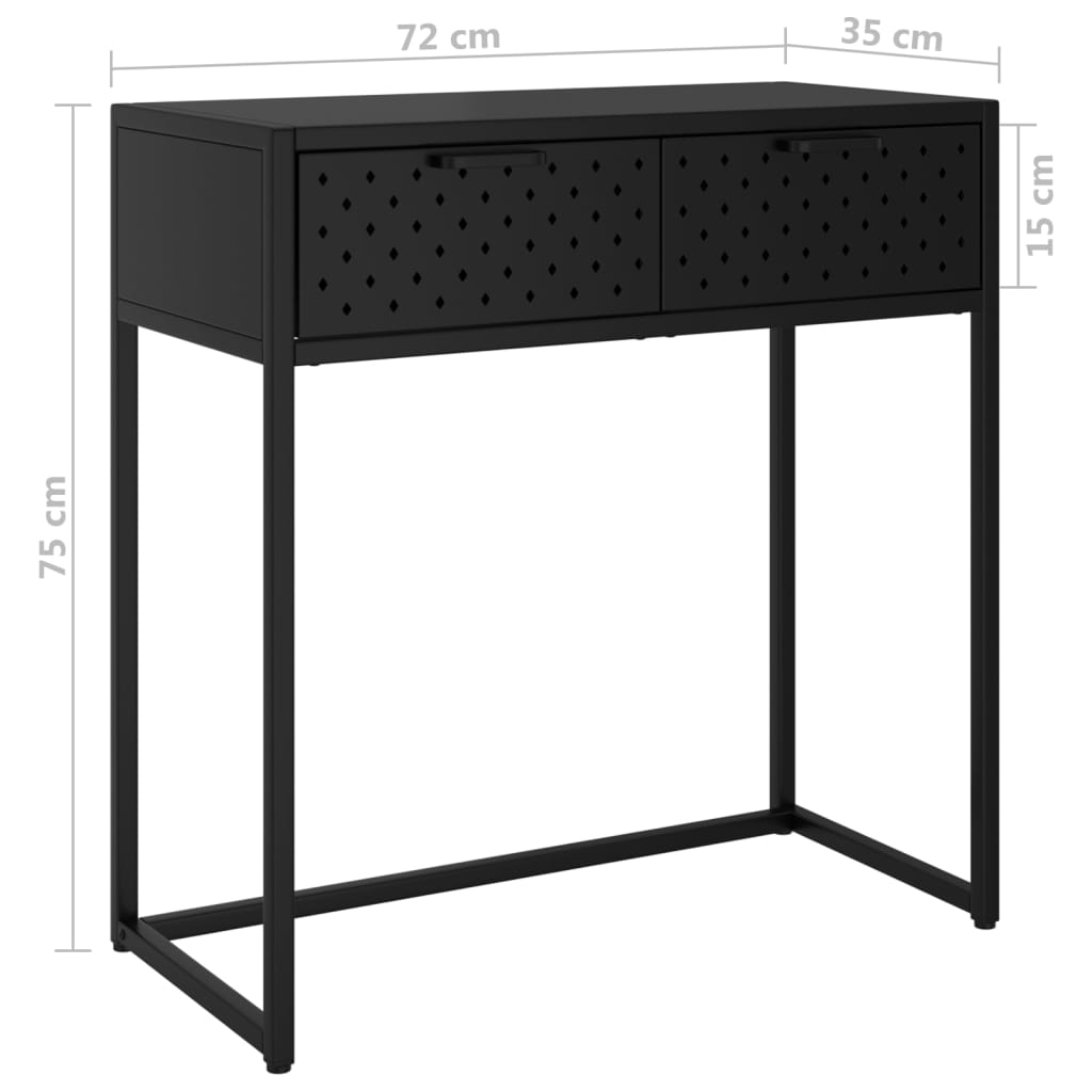 vidaXL Mesa consola 72x35x75 cm aço preto