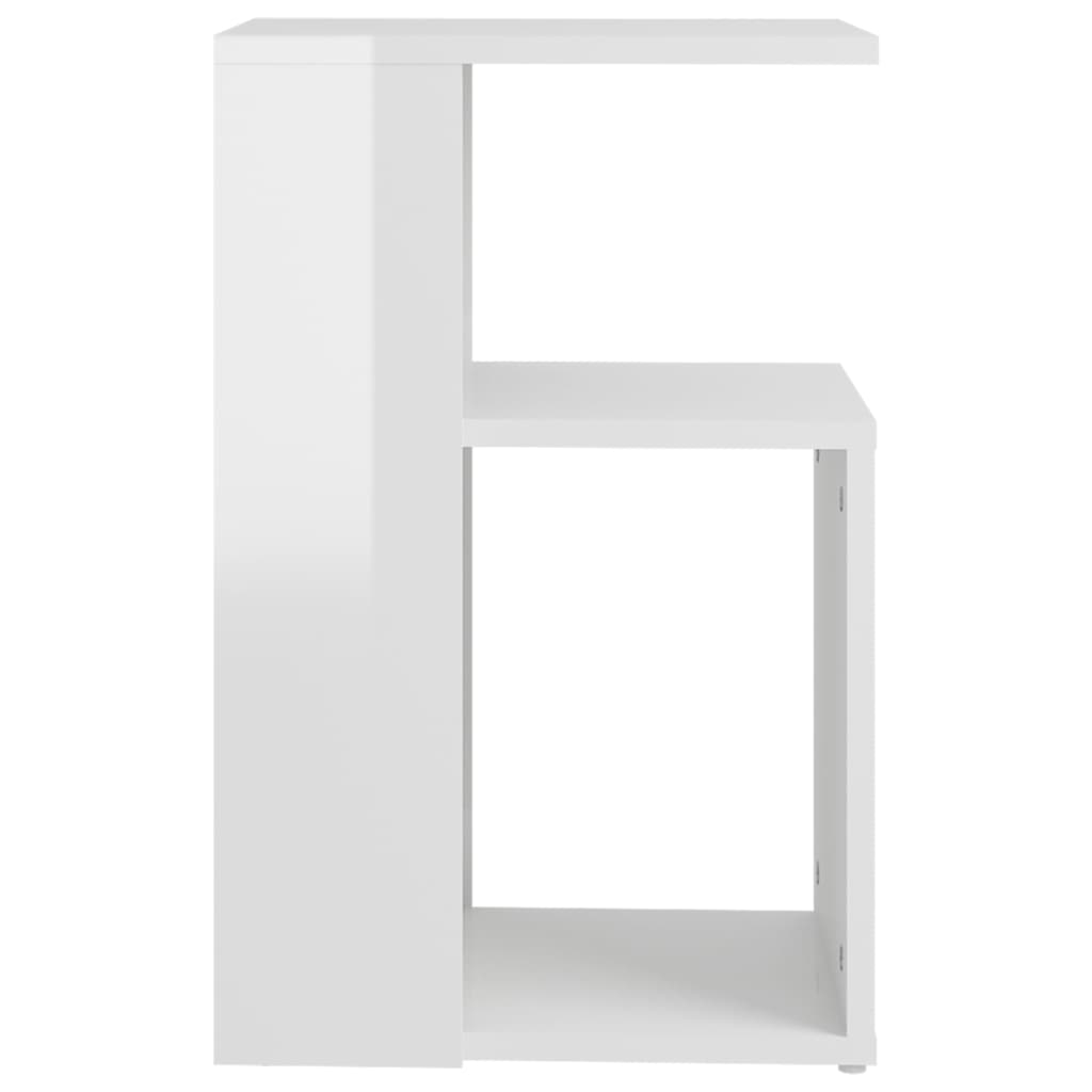 vidaXL Mesa de apoio 36x30x56 cm contraplacado branco brilhante