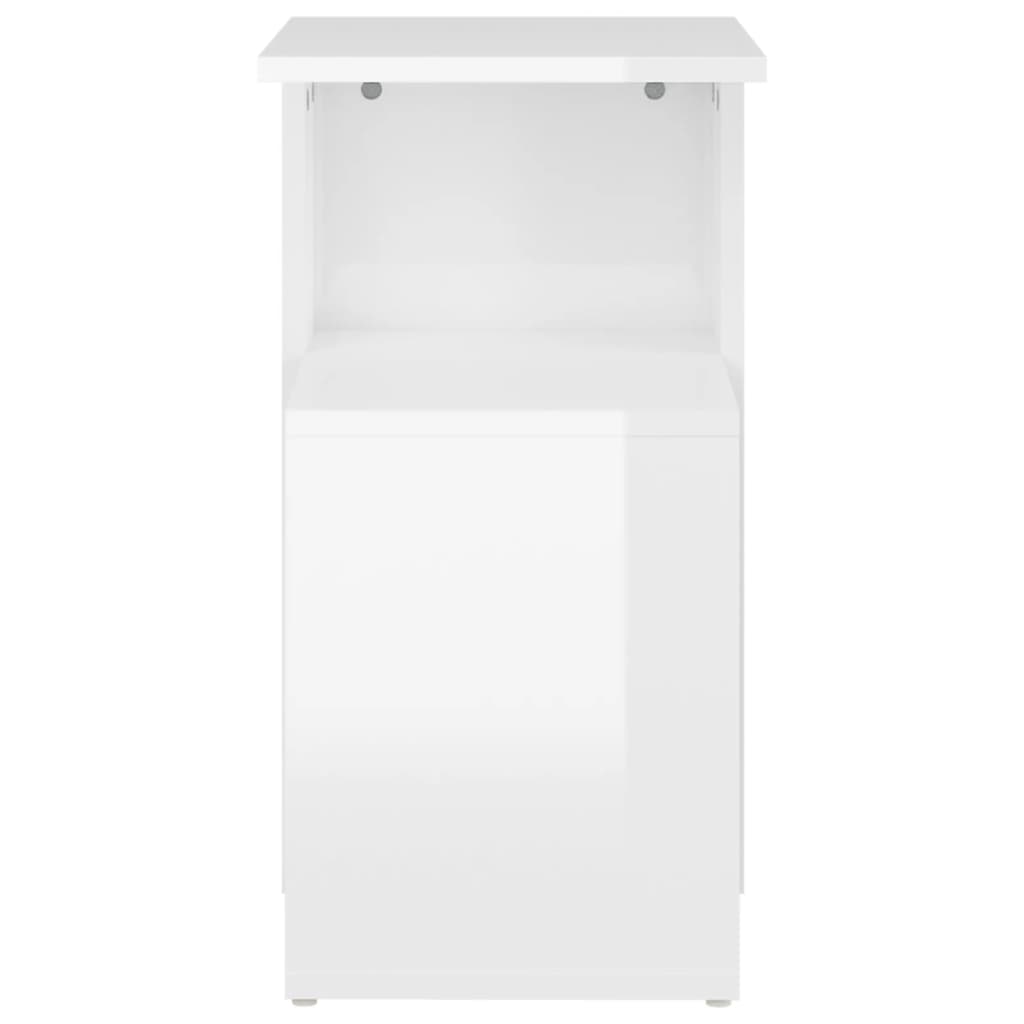 vidaXL Mesa de apoio 36x30x56 cm contraplacado branco brilhante