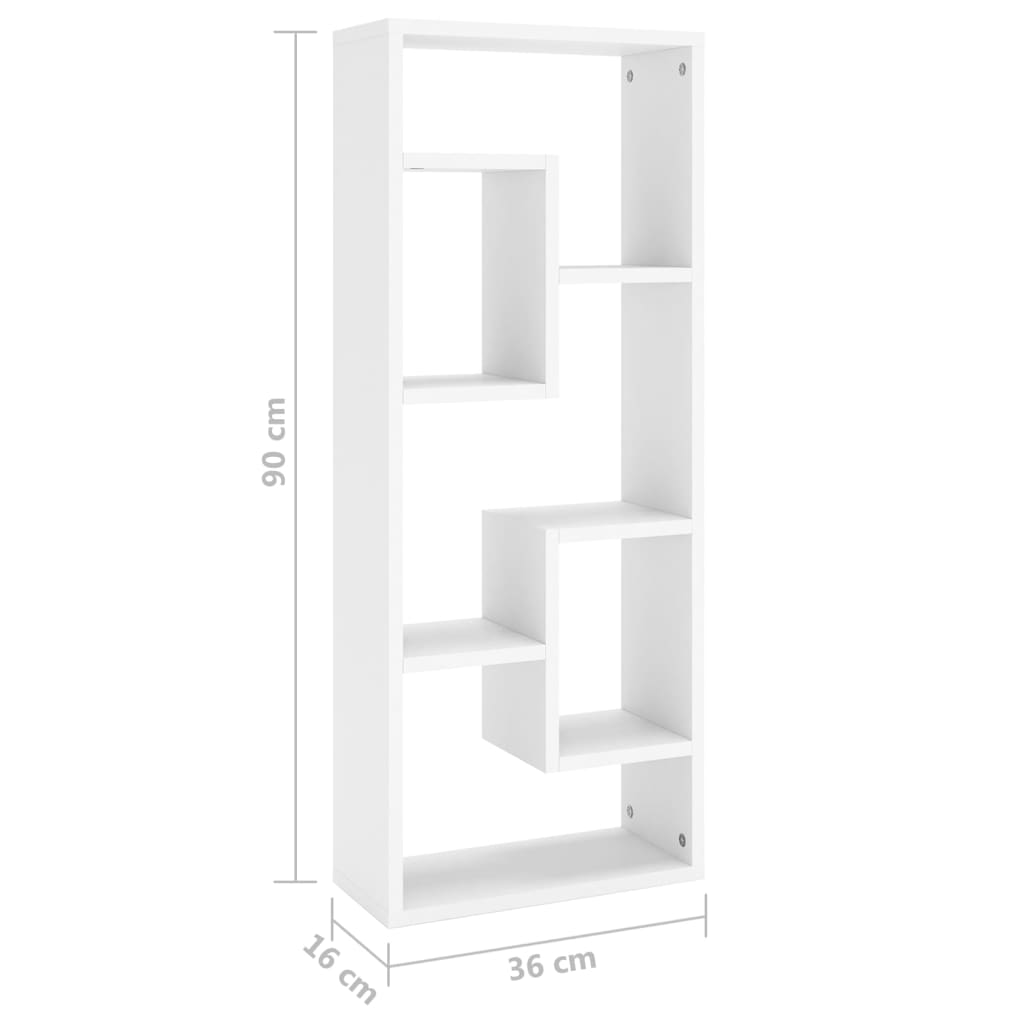 vidaXL Estante de parede 36x16x90 cm derivados de madeira branco