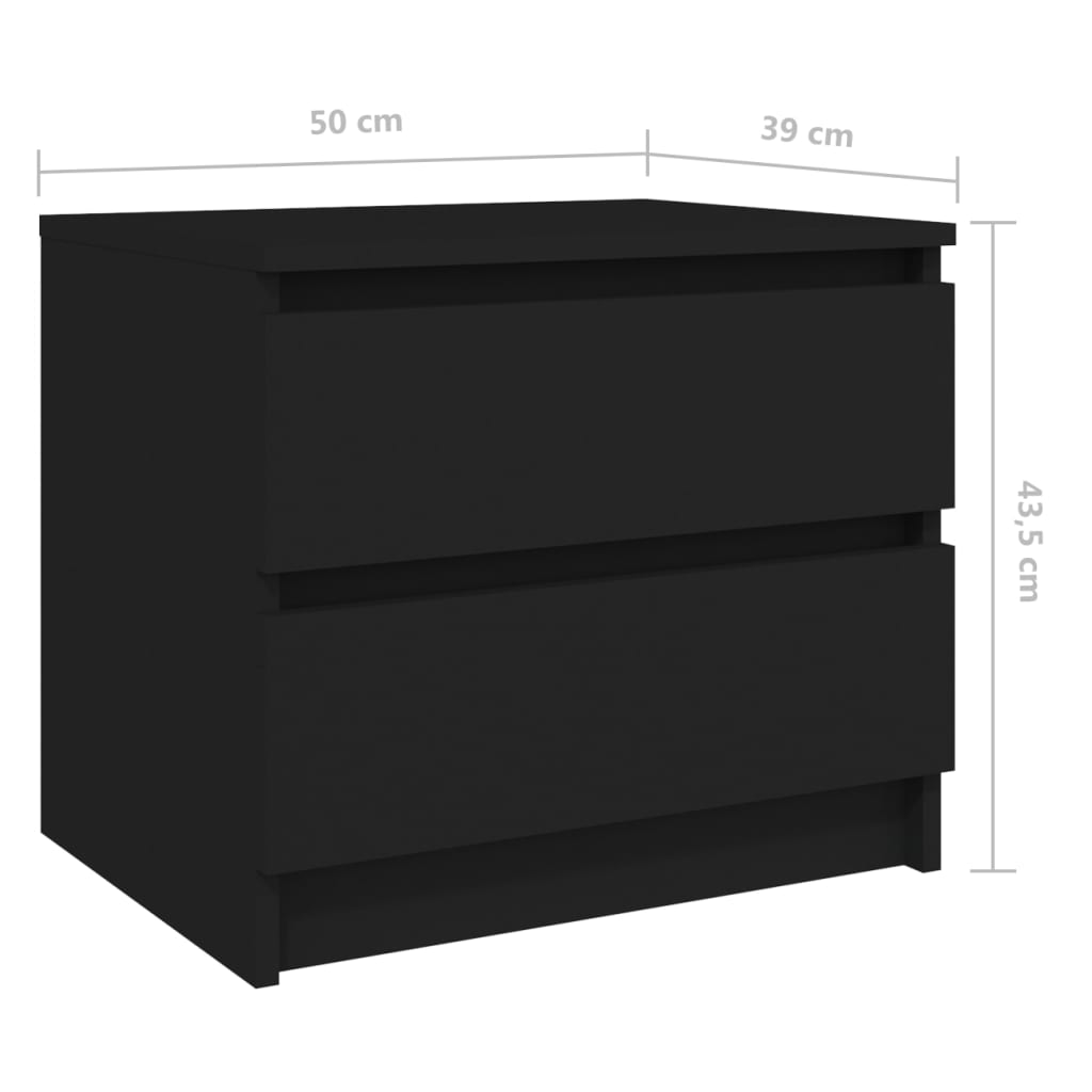 vidaXL Mesa de cabeceira 50x39x43,5 cm contraplacado preto