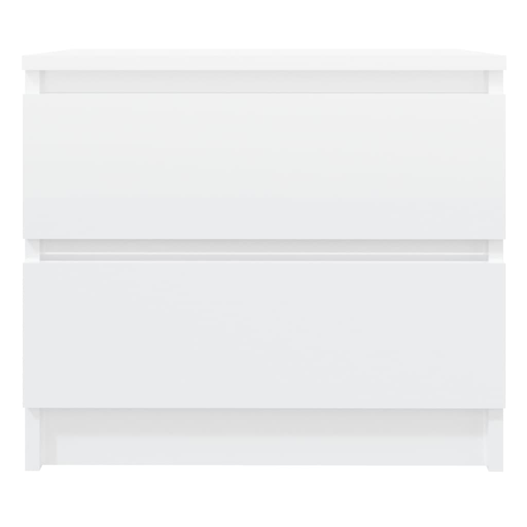 vidaXL Mesa de cabeceira 50x39x43,5 cm contraplacado branco brilhante