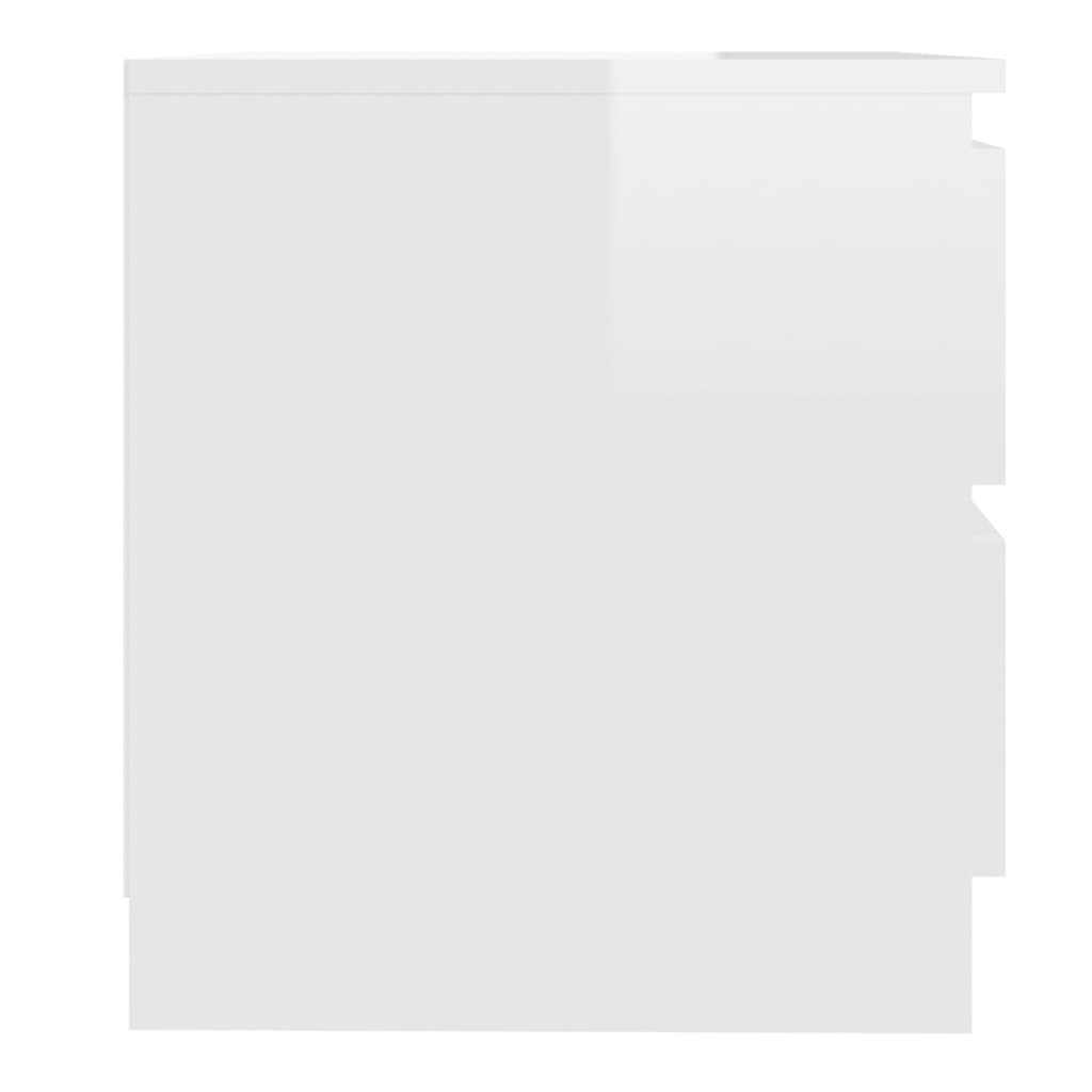 vidaXL Mesa de cabeceira 50x39x43,5 cm contraplacado branco brilhante