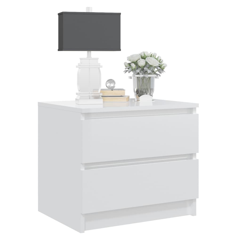 vidaXL Mesa de cabeceira 50x39x43,5 cm contraplacado branco brilhante