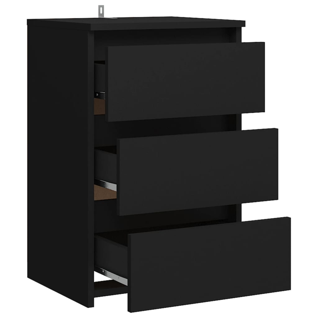 vidaXL Mesa de cabeceira 40x35x62,5 cm contraplacado preto