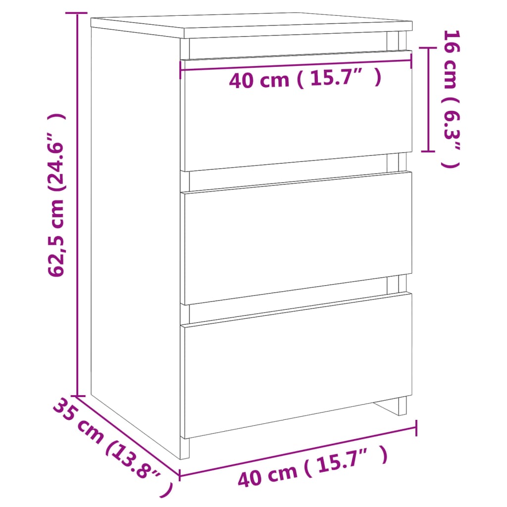 vidaXL Mesas cabeceira 2pcs 40x35x62,5cm contraplacado carvalho sonoma