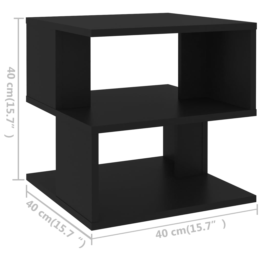 vidaXL Mesa de apoio 40x40x40 cm contraplacado preto