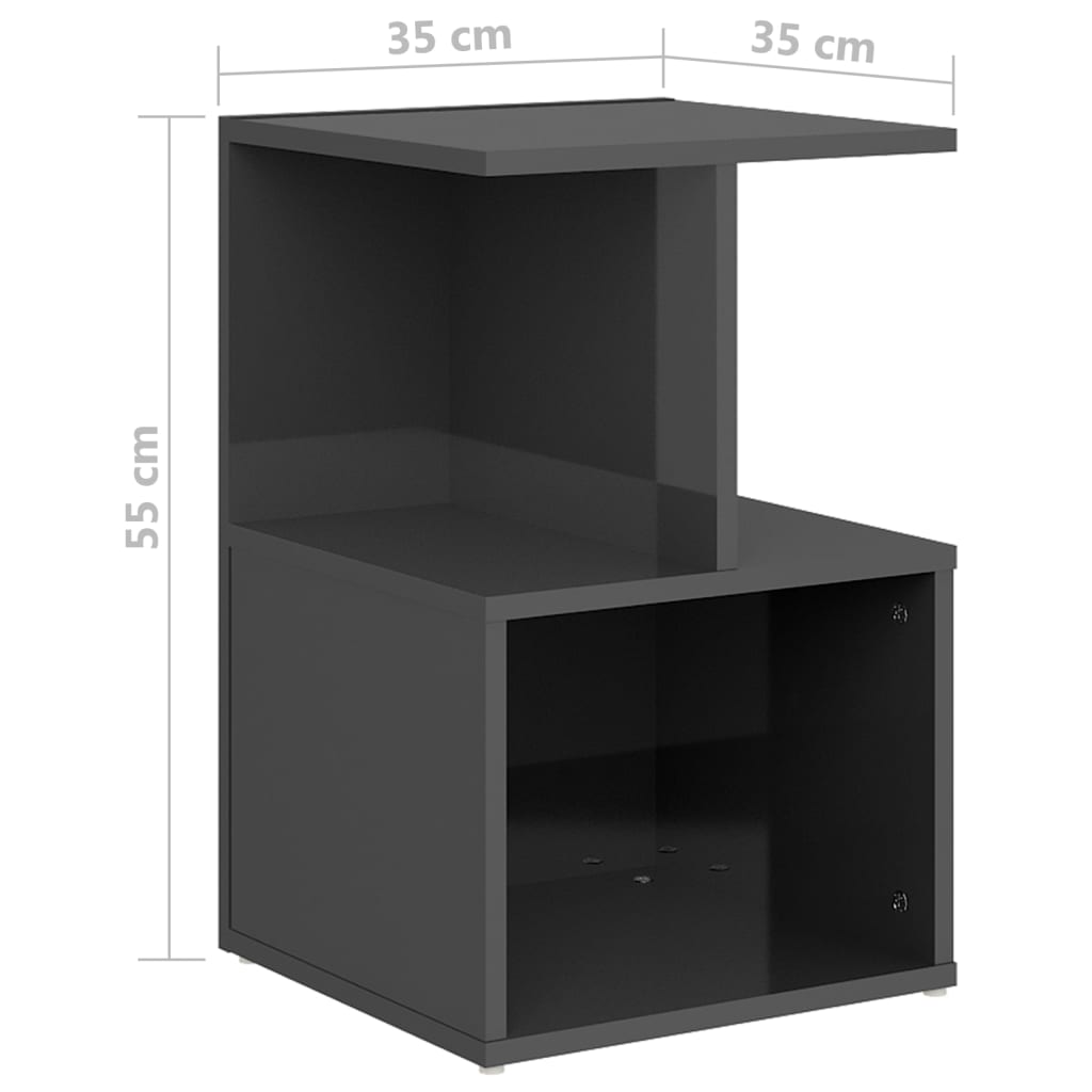 vidaXL Mesas de cabeceira 2 pcs 35x35x55 cm contrapl. cinza brilhante