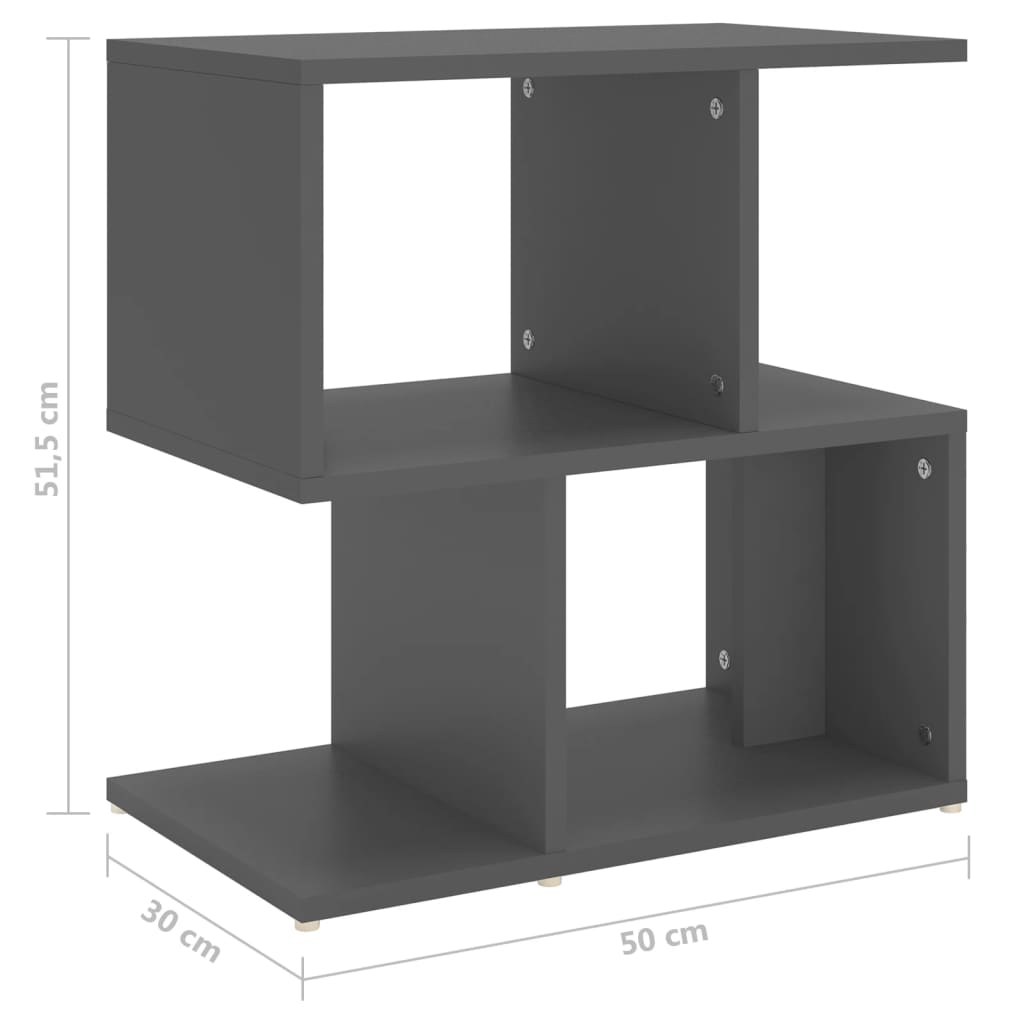 vidaXL Mesa de cabeceira 50x30x51,5 cm contraplacado cinzento