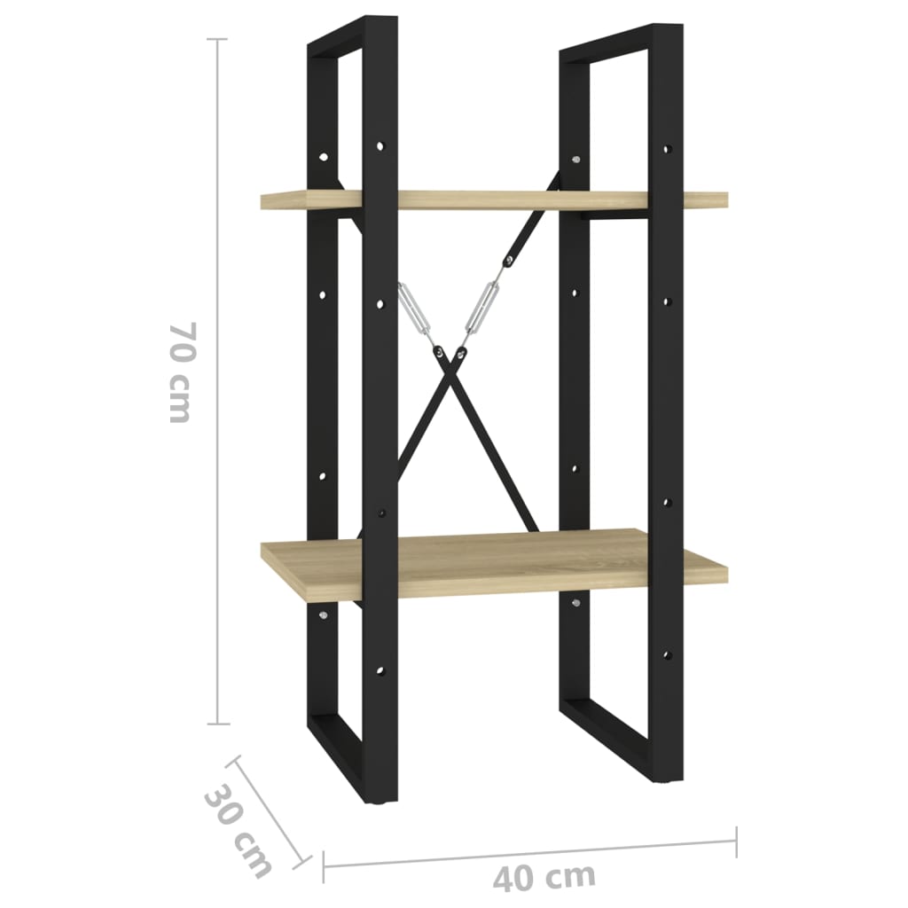 vidaXL Estante c/ 2 prateleiras 40x30x70cm contrapl. carvalho sonoma