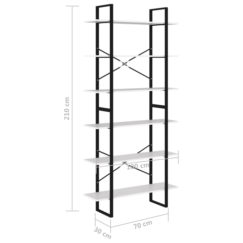 vidaXL Estante alta 100x30x210 cm contraplacado branco