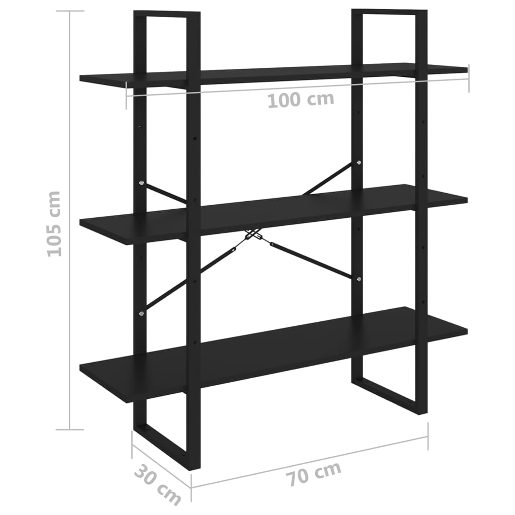 vidaXL Estante 100x30x105 cm contraplacado preto